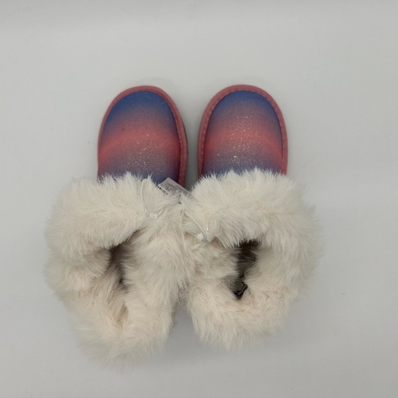 NWT K KomForme Kid's Boots Warm Fur Lined With Ribbon Pink blue shimmer Winter - Picture 3 of 6